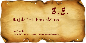 Bajári Enciána névjegykártya